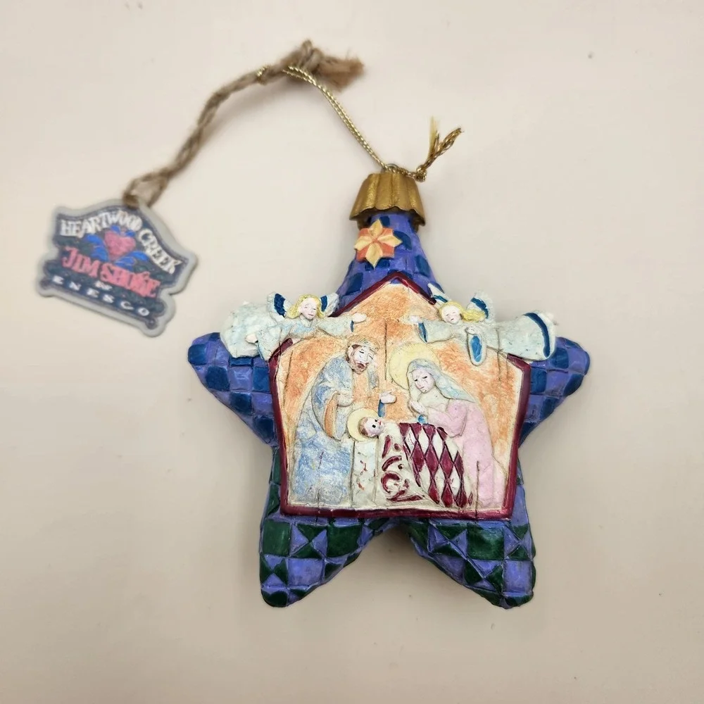 Jim Shore Heartwood Creek Christmas Nativity Scene Star Ornament Jesus Angels